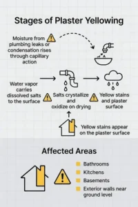 مکانیزم زرد شدن گچ دیوار در اثر رطوبت و لوله کشی