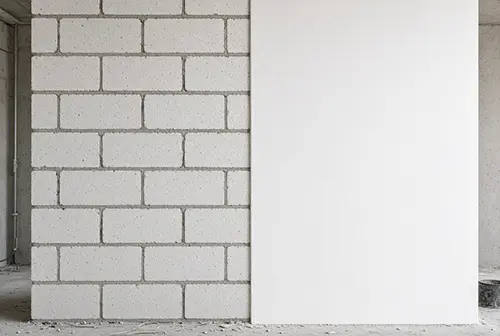 مقایسه دیوار هبلکس قبل و بعد از اجرای گچ