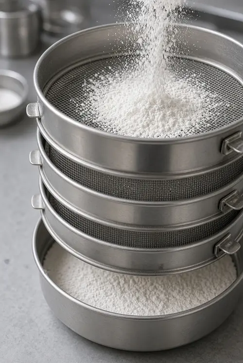 آزمایش دانه‌بندی و نرمی گچ با الک استاندارد