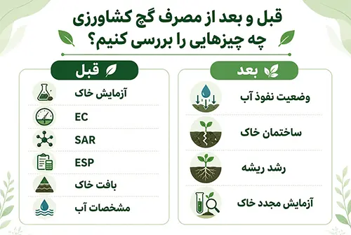 قبل و بعد از مصرف گچ کشاورزی چه چیزهایی را بررسی کنیم؟